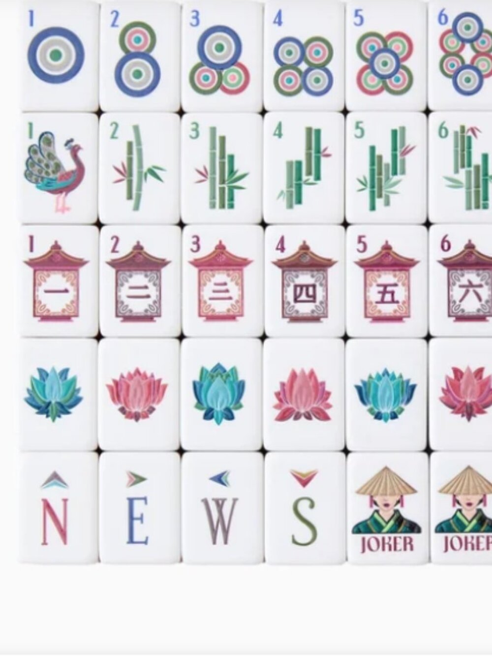 🌿 OLIVE GREEN ENGRAVED AMERICAN MAHJONG TILE SET-